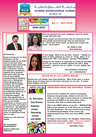 SISAD NEWSLETTER - KG 1 JUNE EDITION 2022-23